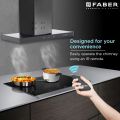 FABER Hood Cygnus IN 3D HC SC FL BK 60cm 1350m3/hr Ducted Auto Clean Wall Mounted Chimney with Odor Sensor (Black). 