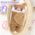 Newborn Baby Hooded Blanket Sleeping Bag Sack Swaddle Infant Winter Warm Fleece Receiving Blanket with Legs Knit Stroller Wrap. 