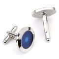 Kqueebee 1 Pair Fashion Men's Cufflinks Fashion Round Eyes Shirt Cufflinks Cuff Links Mens (Silver+Blue) & 1 Pair Fashion Diamond Colorful Glass Cufflinks Cuff Links Women Mens (Blue). 