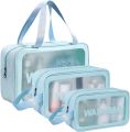 3 Pcs Clear Toiletry 3 In 1 Wash Bag Waterproof Toiletry Travel Bag. 