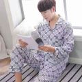 Men Pajamas Cotton Long-Sleeved Home Clothes. 