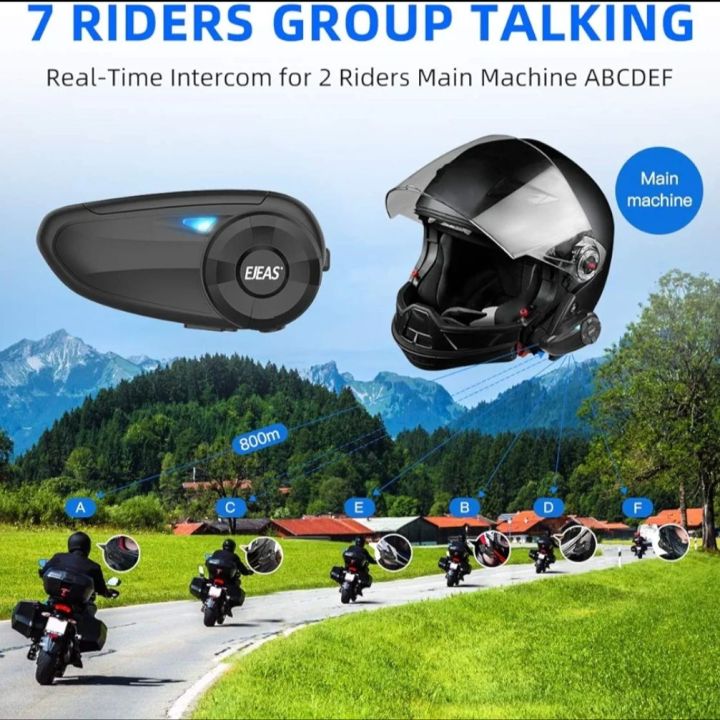 Q7 Motorcycle Helmet Intercom 800M with controller Bluetooth-compatible for 7 Riders group talk BT Interphone Headset