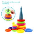 Montessori Rainbow Color Stacking Rings Tower Duck Bath Tub Toy For Kids Early Development Circle Jenga. 