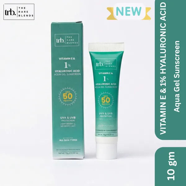 Trb. The Rare Blends Vitamin E & 1% Hyaluronic Acid Aqua Gel Sunscreen SPF50 PA++++ UVA & UVB Protection - 10g