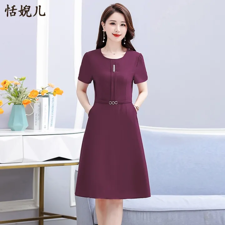 Women%20Short%20Sleeve%20Midi%20A-Line%20Adjustable%20Waist%20Casual%20Dress%20-%20Image%203