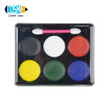 6-Color Face Paint Palette Red White Blue Black Green Yellow Body Painting Makeup Water-Based Highly Pigmented Hypoallergenic Artist Palettefor Halloween Christmas Parties Cosplay. 