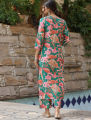 Fabdale Green & Pink Floral Print Kurta Palazzo Co-ord Set | Wedding, Party & Festive Wear (RYEX007). 
