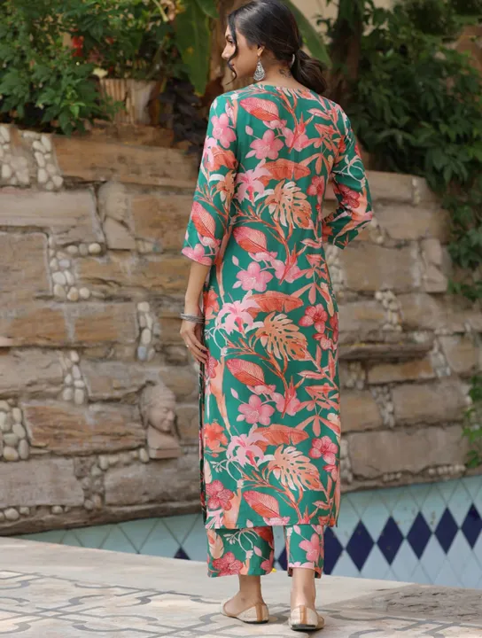 Fabdale%20Green%20&%20Pink%20Floral%20Print%20Kurta%20Palazzo%20Co-ord%20Set%20%7C%20Wedding,%20Party%20&%20Festive%20Wear%20(RYEX007)%20-%20Image%202