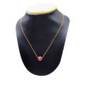 Gold Plated Panchadhatu Chain With White Stone Ball Locket For Women. 