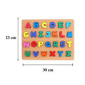 Colorful Wooden 3D English Alphabets Capital Letter (ABCD) Blocks Board Puzzle, Preschool Educational Teaching Montessori Toy for Kids. 