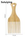 Sutuiying 1 pc natural bamboo and wood African style fork comb,wide toothed hair comb,anti static hairstyle tool,plug in curly hair comb. 