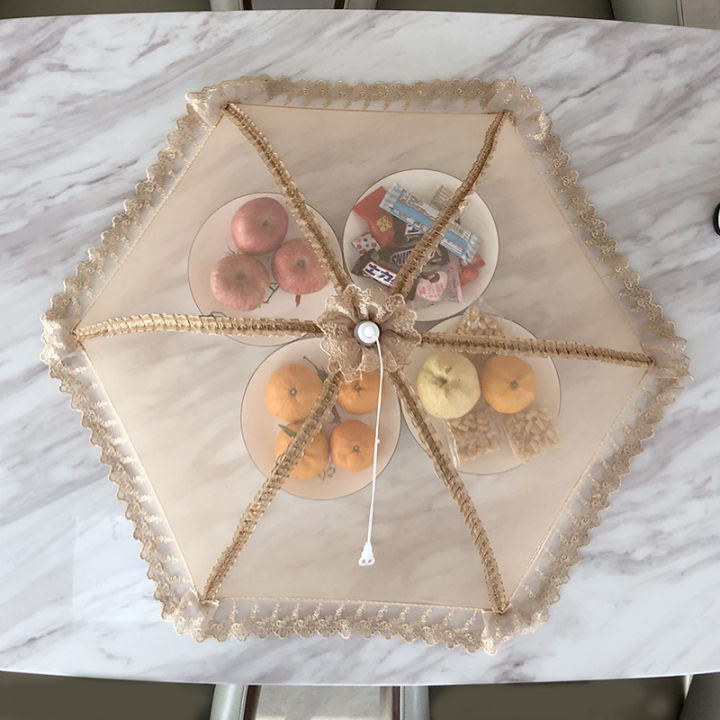 Sweet Journal Large Foldable Food Cover Umbrella Style Vegetable Table Dish Tent Net Washable Picnic Covers Cooking Meal Mesh Food Protector