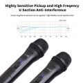 Professional wireless microphone with rechargeable receiver, excellent sound quality, stable frequency, suitable for speech, singing. 