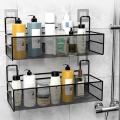 No punch Wall-mounted bathroom shelf Convenient Wall-mounted Shower shampoo rack Kitchen condiment storage basket for Home Hotel College dorm Apartments Organizing toiletries Bathroom Shower Kitchen. 