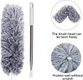 Microfiber Feather Duster Bendable & Extendable Fan Cleaning Duster with 100 inches Expandable Pole Handle Washable Duster for High Ceiling Fans, Window Blinds, Furniture (Grey). 