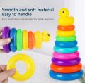 Baby Early Childhood Education Puzzle Ring Toy Kids Toys Children'S Little Yellow Duck Jenga Rainbow Tower Stacking Circle. 