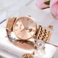 SKMEI 9198 Women Watch Simple Numeric Index Design Stainless Steel Chronograph Quartz - RoseGold. 
