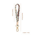 construction Wristband keychain Handcrafted Microfiber material Woven design Hand woven key charms Leather details Plaid. 