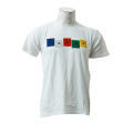 White Cotton Round Neck Prayer Flag Printed T-Shirt For Men. 