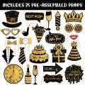 Fashion Paper Photo Booth Props Black Gold Happy New Year Photo Frame Party Supplies Christmas Gift Xmas Photo Supplies New Year. 