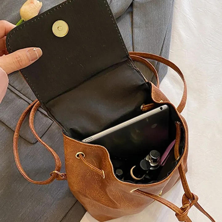 Portable%20PU%20PU%20Backpack%20Small%20Pack%20Brown%20Solid%20Color%20Shoulder%20Bag%20Solid%20Color%20Handbag%20Retro%20Backpack%20Outdoor%20-%20Image%205