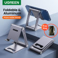 UGREEN Cell Phone Stand Adjustable Aluminum Mobile Phone Holder for Desk Compatible for iPhone 12 Pro Max 11 X SE XS XR 8 Plus 6 7 6S, Samsung Galaxy Note20 S20 S10 S9 S8 S7 Smartphone Foldable. 