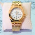 Classic Men Watch Business Edition Day Date Function Luminous Stainless Steel - Golden. 