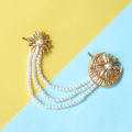 Pure Gold Pearl Double Flower Design Head Clip, 0.69g For Women. 
