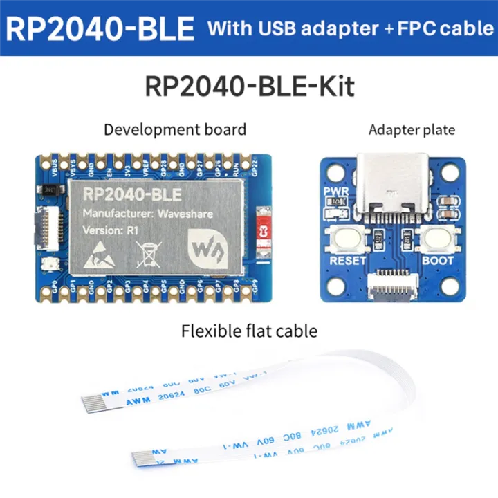 RP2040-BLE%20Microcontroller%20Development%20Board+Adapter%20Board%20Blue%20PCB%20FPC%208PIN%20Port%20Multi-Function%20GPIO%20Pin%20-%20Image%203