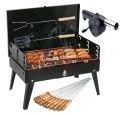 Portable Charcoal BBQ Grill with Adjustable Spatula and Cooking Accessories, Foldable Outdoor Griller for Camping, Picnic, and Travelling. 
