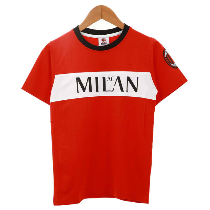 Red Cotton Round Neck Milan Printed T-Shirt For Boys