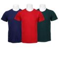 Pack Of 3 Plain 100% T-Shirt For Men-Blue/Red/Green. 