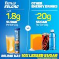 Fast&Up Reload (5 Litres) Low Sugar energy drink for Instant Hydration - 20 Effervescent Tablets with all 5 Essential Electrolytes + Added Vitamins - Certified Electrolytes Drink - Orange flavour. 