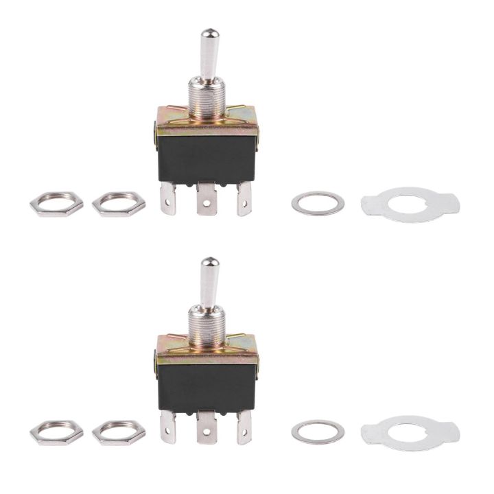 fasdaga 2X AC 250V/10A 125V/15A DPDT 3 Position ON/OFF/ON 6 Pins Toggle Switch Black+Silver
