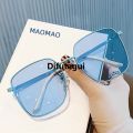 Difutagui Profesional [ New ]2021 Korean Fashion Light Color in Women's Sunglasses Transparent 2025 New Blue Sunglasses Trendy Street Shot Frosted Green Square Glasses. 