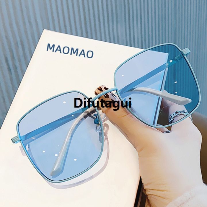 Difutagui%20Profesional%20%5B%20New%20%5D2021%20Korean%20Fashion%20Light%20Color%20in%20Women's%20Sunglasses%20Transparent%202025%20New%20Blue%20Sunglasses%20Trendy%20Street%20Shot%20Frosted%20Green%20Square%20Glasses%20-%20Image%202