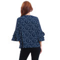 Blue Fancy Abstract Design Half Sleeved Casual Top For Women. 