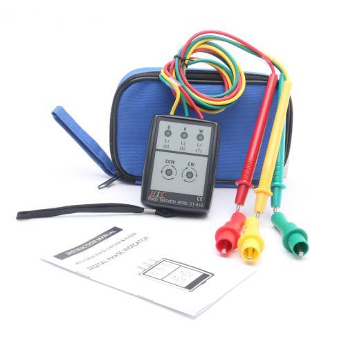 3 Phase Rotation Sequence Indicator Meter Tester Detector 200V-480V-Black
