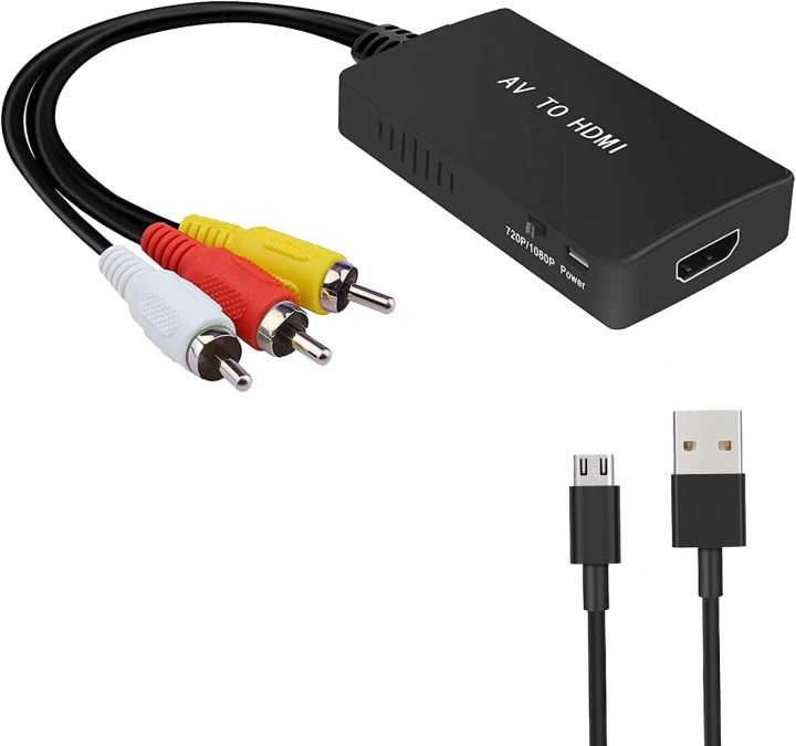 AV to HDMI Converter 3 CVBS RCA Adapter, Supports PAL NTSC 1080P