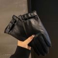 1pair Equestrian Soft PU Anti-cold Gloves Touch Screen Solid Color Men Finger Mittens Adjustable Warmer Windproof Mittens Winter. 