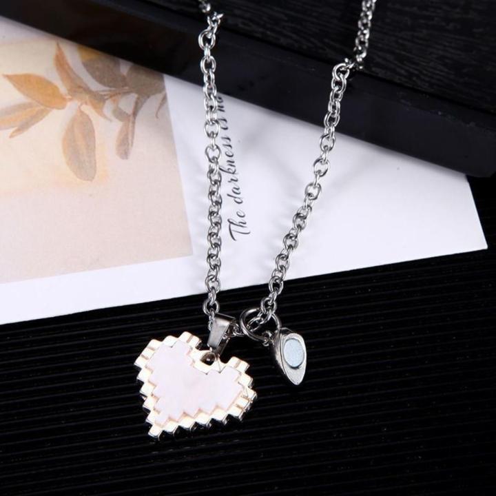 Mosaic Alloy necklace Trendy Alloy Couple necklace Love heart pendant for Romantic Anniversary gift Casual wear Fashion accessory Couple jewelry