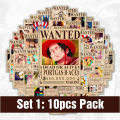 One Piece Anime Wanted Mini Sticker Bounty Stickers Monkey D Luffy Zoro Sanji Shanks Strawhat Pirates and Many More. 