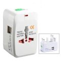 Universal Travel Adapter with 2 USB Charging Slot| International Plug Converter (AU/US/EU/UK) | Surge Protection, Compact Design, Safety Shutter & Travel Pouch - Compatible in 150+ Countries. 