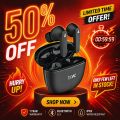 Airdopes 115 True Wireless Earbuds with ENx™, 13mm Bass Drivers, Bluetooth v5.3, Voice Assistant, IPX4, Ergonomic Design, 24hr Playtime - New (Active Black). 