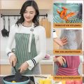 Unisex Striped Apron with Hand Pockets Waterproof Oil Resistant Kitchen Apron. 