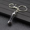 NEW Cylinder Glass Vial Keychain for Ash Sand Steel Wishing Bottle Pendant Keepsake Openable Screw Cap Perfume Jars. 