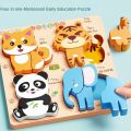 Early Learning Toys 4 in 3D Wooden Puzzles Cartoon Intelligence Wooden Puzzle Toy High Quality Educational Wooden Rainbow Blocks Puzzle Birthday Gifts. 