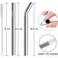4Pcs Silver 12mm Reusable Metal Straws with 2 Brush 304 Stainless Steel Straws Set Bar Drinking Bent Straw Large. 