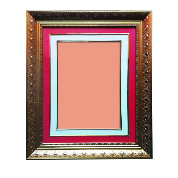 Big 3D Thick Golden Bit Red & White Border Single Photo Frame A4 Size