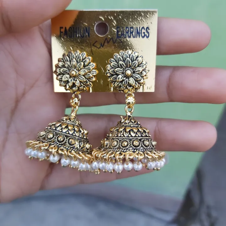 Gold%20Toned%20%20Earrings%20/%20Jumka%20/Pinjada%20jhumka%20/%20For%20Wedding%20Ethnic%20-%20Image%206